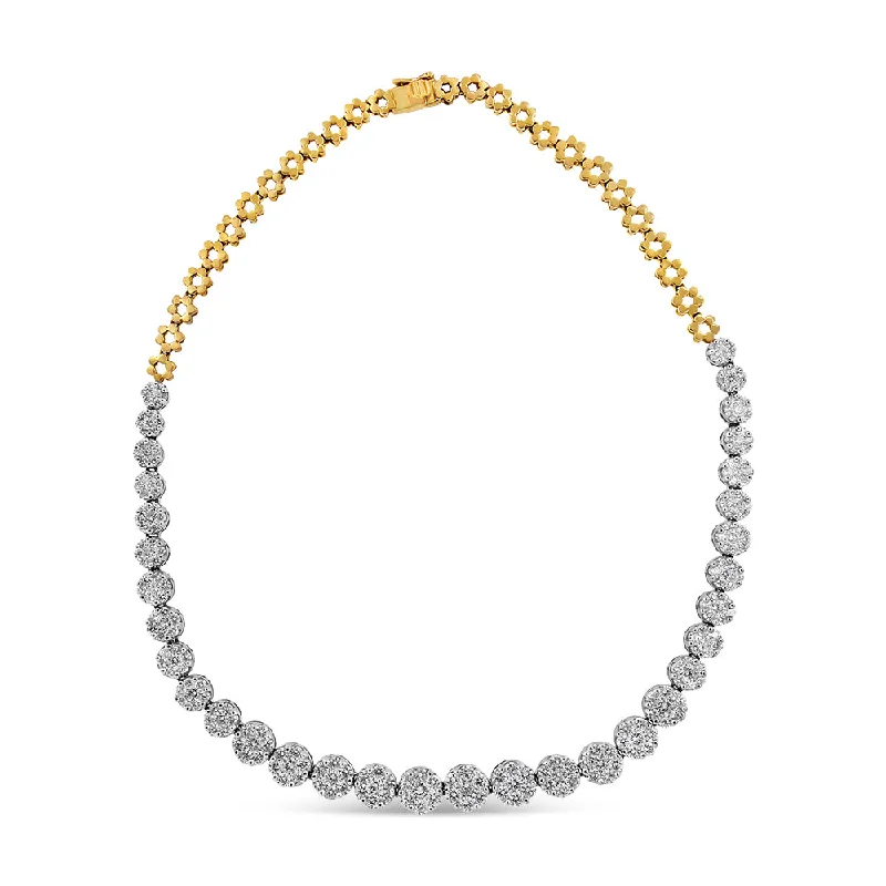 Flapper necklaces-IGI Certified 14K Yellow Gold 14 3/4 cttw Pave Set Round-Cut Diamond Riviera Necklace