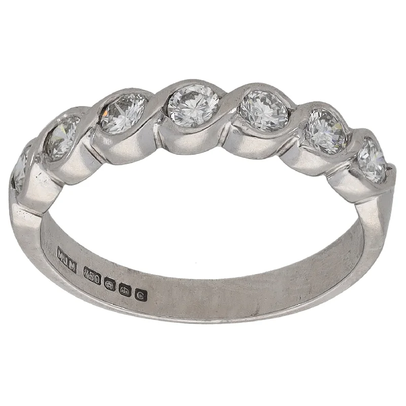 Soft texture rings-18ct White Gold 0.49ct Diamond Half Eternity Ring Size L