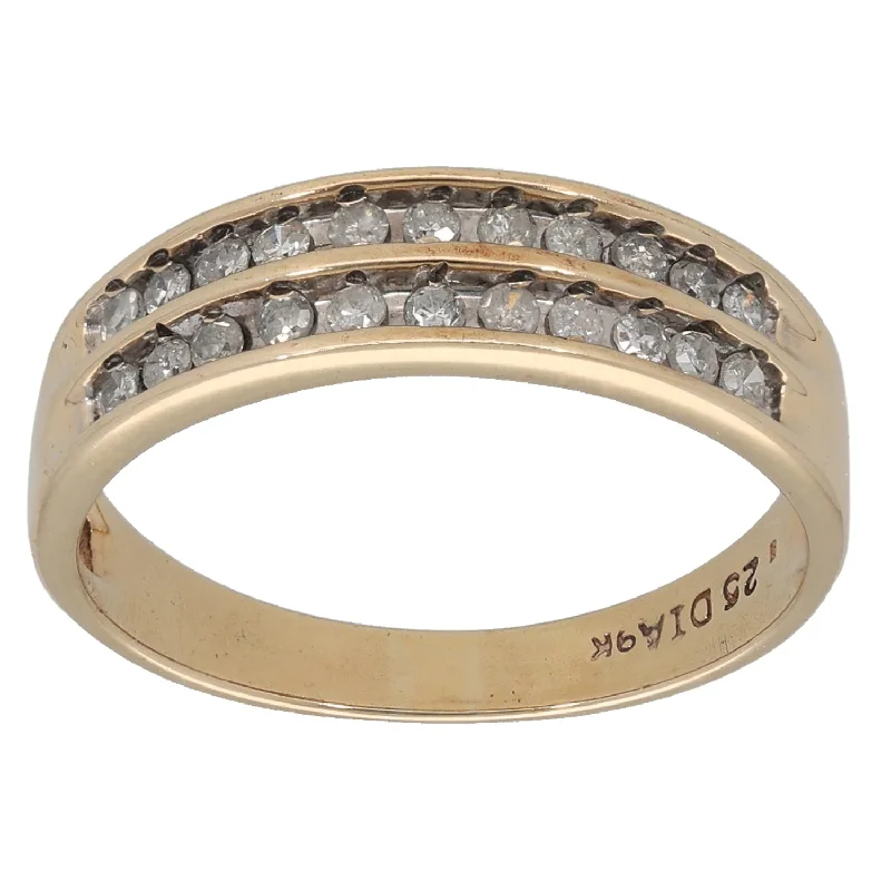 Sleek form rings-9ct Gold 0.22ct Diamond Half Eternity Ring Size O