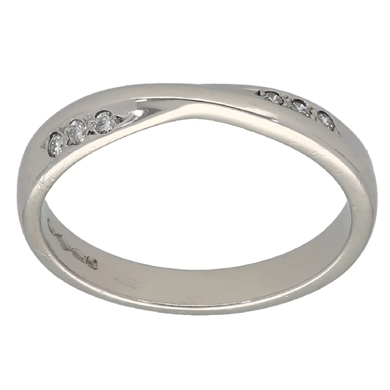 Stacked design rings-Platinum 0.03ct Diamond Shaped Wedding Ring Size K