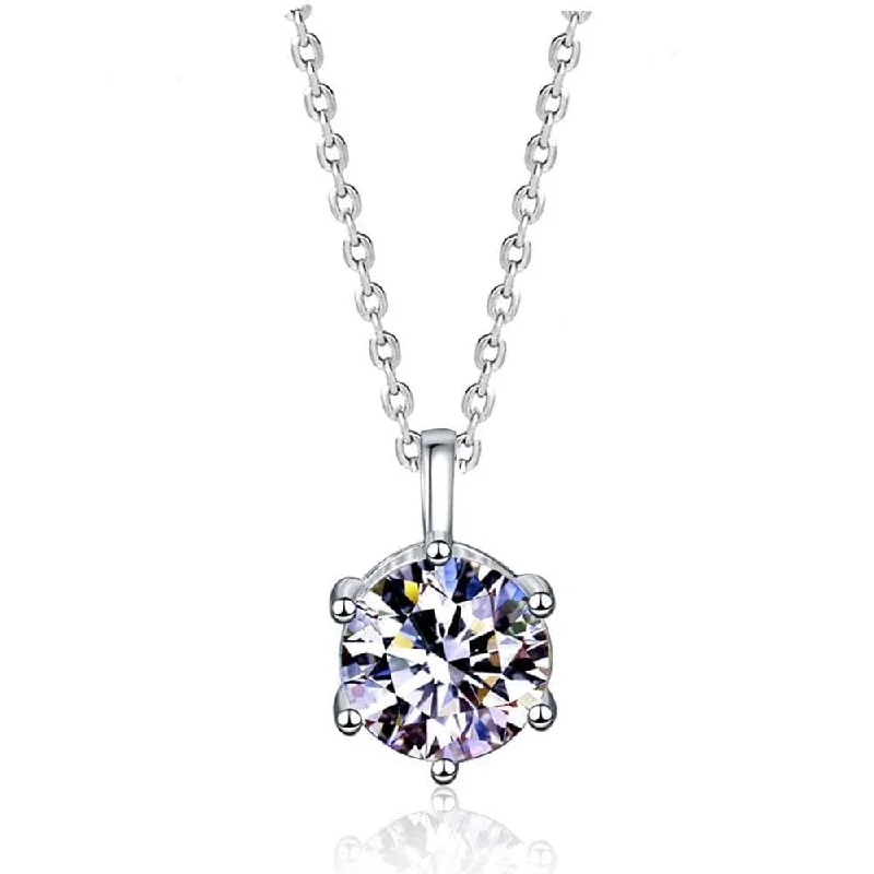 Tulip flower necklaces-Simple Six-Claw 2.0 Ct Diamond Necklace