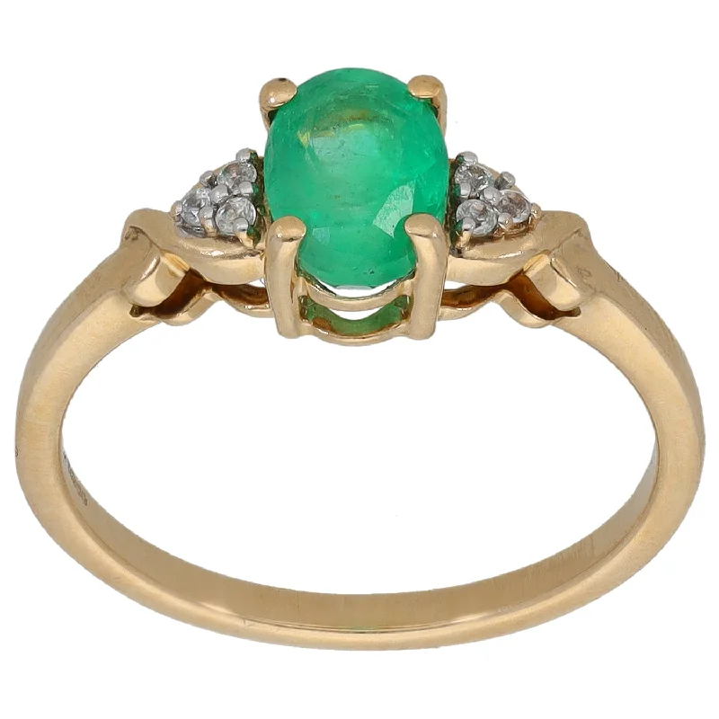 Square gem rings-9ct Gold Emerald & Imitation Gems Dress/Cocktail Ring Size L