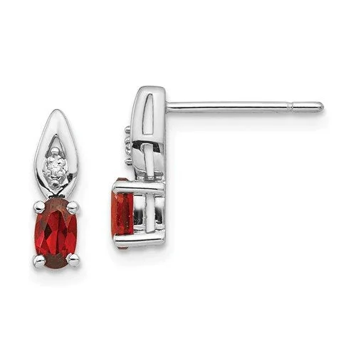 Wide bar earrings-14KT WHITE GOLD 0.58 CTW GARNET AND DIAMOND EARRINGS