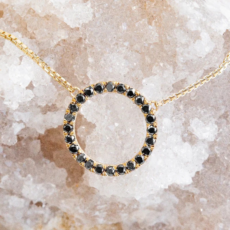 Petite stone necklaces-Spiral Planetary Natural Black Diamond Alternative Pendant with a Yellow Necklace