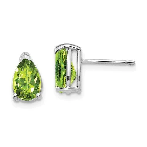 Akoya pearl earrings-14KT WHITE GOLD 1.90 CARAT PEAR PERIDOT EARRINGS