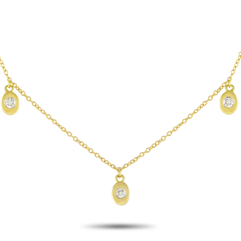 Pure druzy necklaces-LB Exclusive 14K Yellow Gold 0.06ct Diamond Necklace NK01636- Y