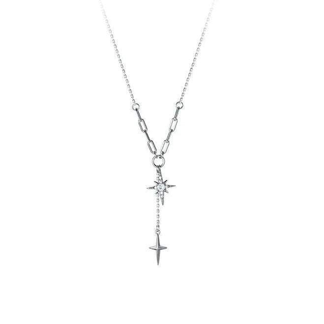 Tarnished silver necklaces-Star and Cross Necklace