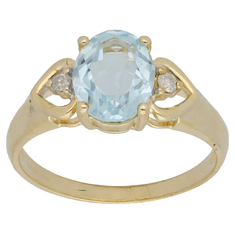 Wolf motif rings-9ct Gold Topaz & 0.02ct Diamond Three Stone Ring Size O