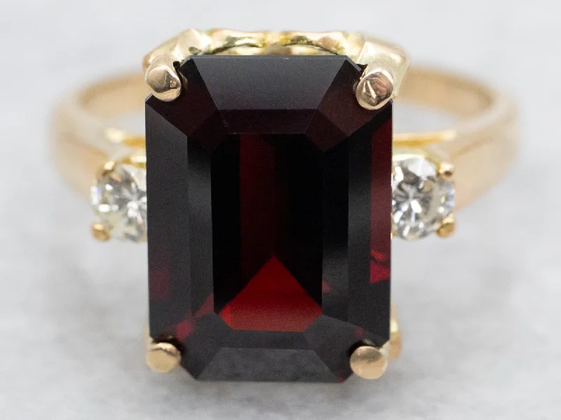 Fine dot rings-Garnet and Diamond Cocktail Ring