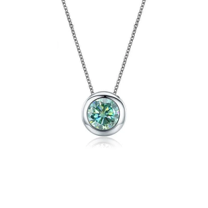 Braid weave necklaces-0.5 Ct Round Cut Green Diamond Solitaire Necklace