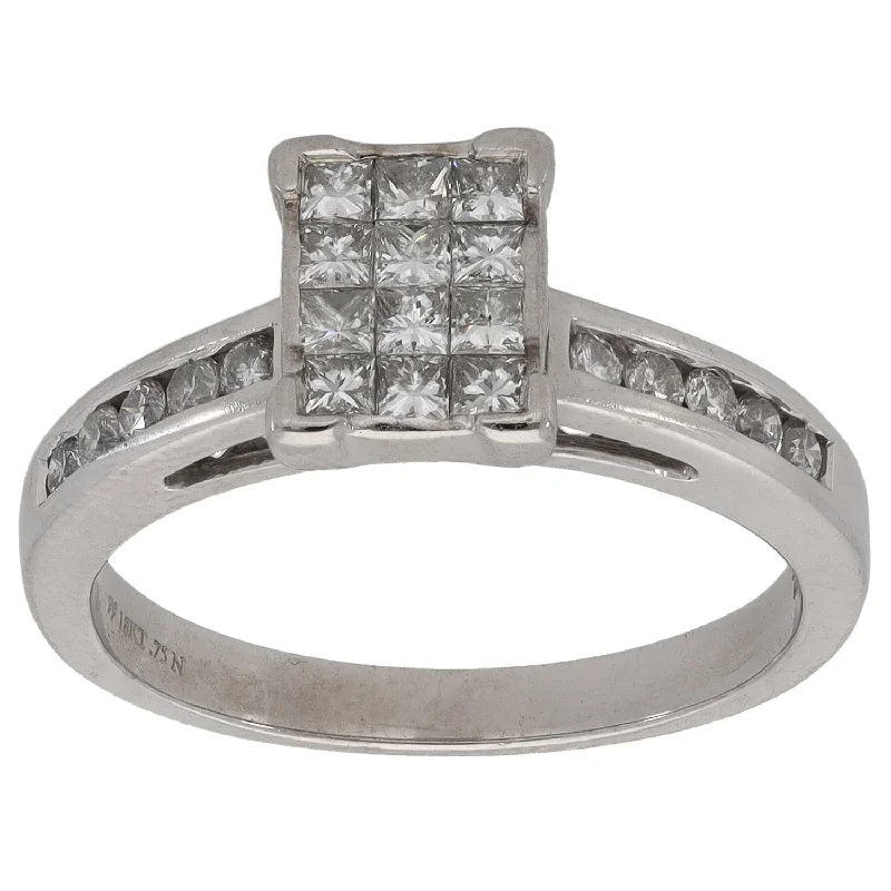 Grace charm rings-18ct White Gold 0.75ct Diamond Dress/Cocktail Ring Size P