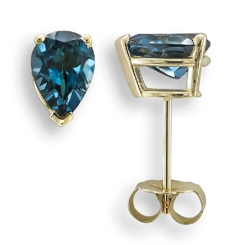 Fun pair earrings-14KT GOLD 1.70 CTW LONDON BLUE TOPAZ EARRINGS