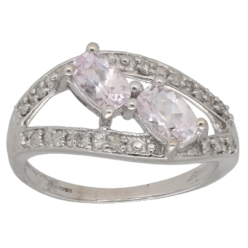 Mixed metal rings-9ct White Gold Kunzite & Topaz Dress/Cocktail Ring Size M