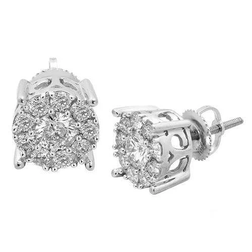 Fun pair earrings-14KW 1.50CTW DIAMOND FLEUR STUDS