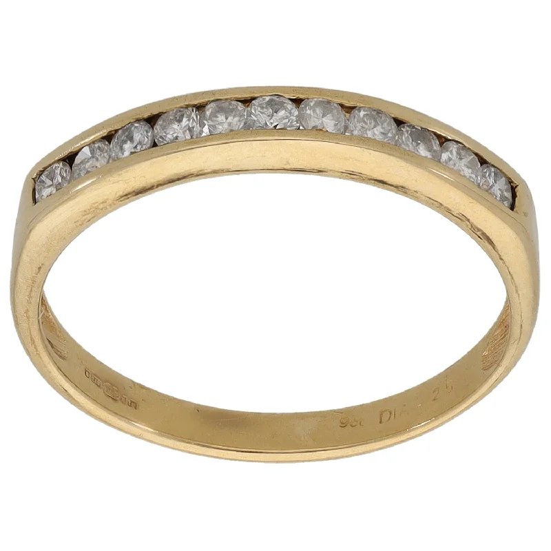 Oxidized bronze rings-9ct Gold 0.25ct Diamond Half Eternity Ring Size K