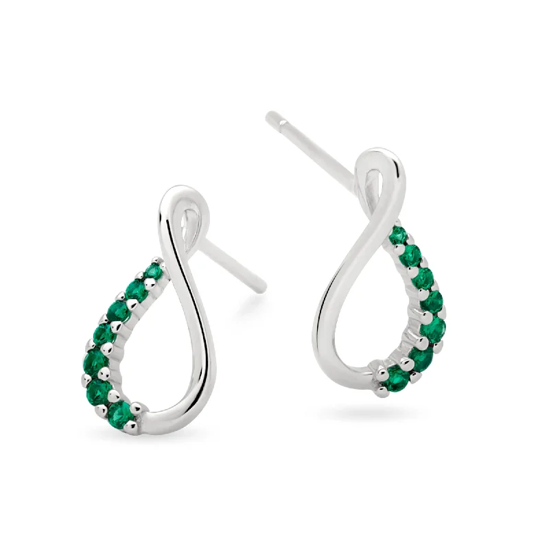 Two-tone earrings-Verde Infinity Earrings