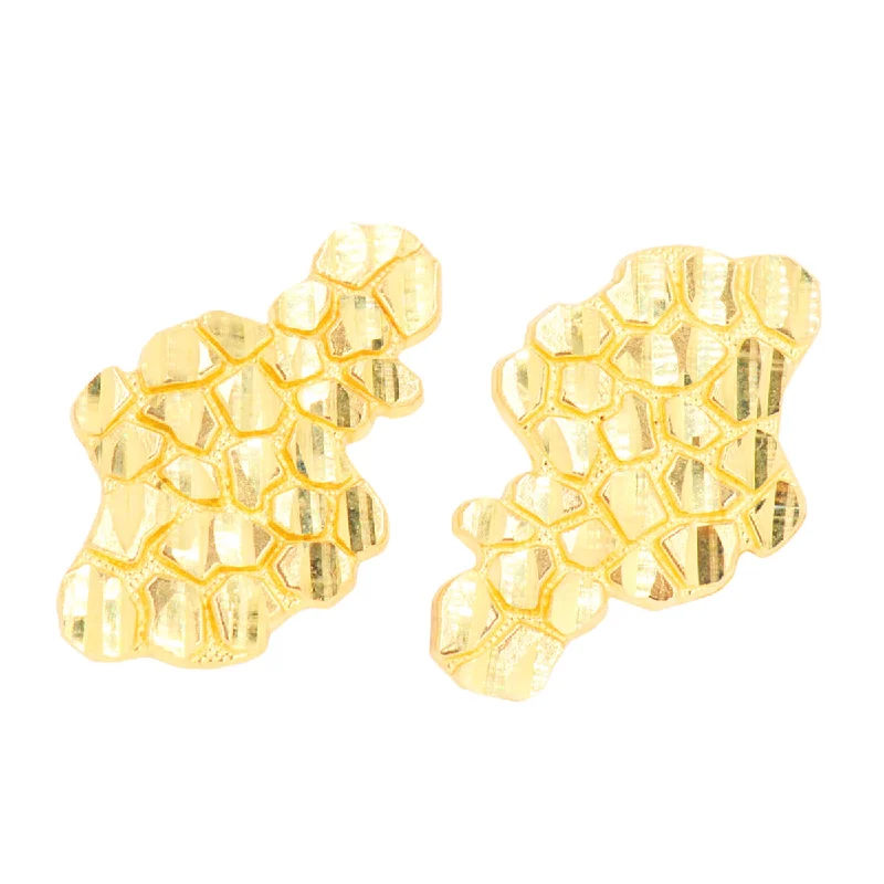 Solid tier earrings-10k Yellow Gold Nugget Earrings. Large