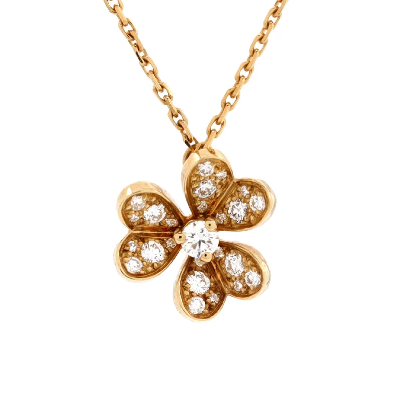 Sleek pendant necklaces-Frivole Pendant Necklace 18K Yellow Gold with Pave Diamonds Mini