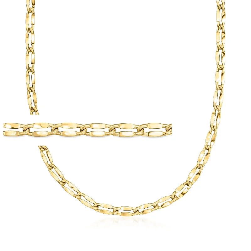 Jute thread necklaces-Ross-Simons Italian 14kt Yellow Gold Mirror-Link Necklace