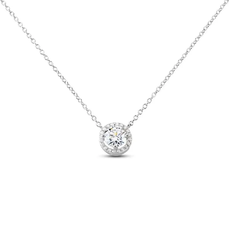 Pure druzy necklaces-6.5mm Diamond Halo Pedant Necklace