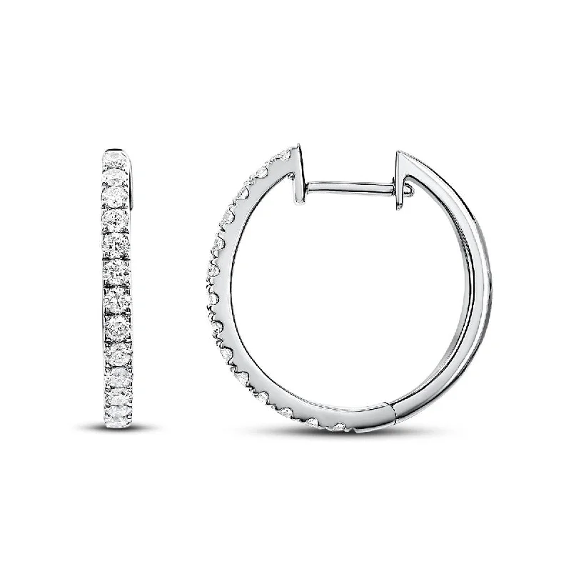 Solid ring earrings-14KT GOLD 0.12 CTW DIAMOND SMALL HUGGIE HOOP EARRINGS