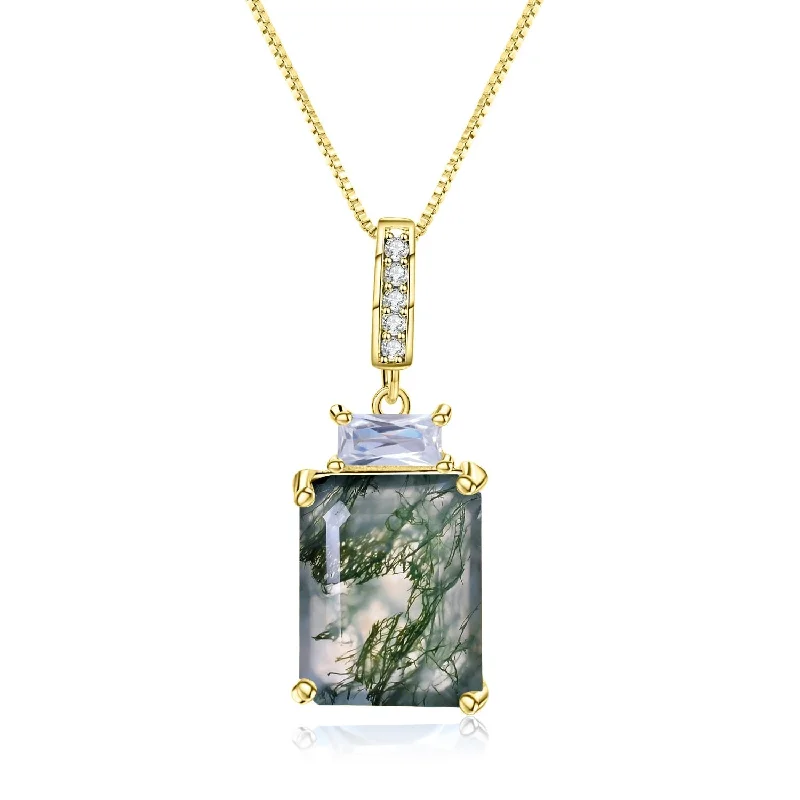 Flapper necklaces-2.94 Ct Natural Moss Agate  Classic Necklace