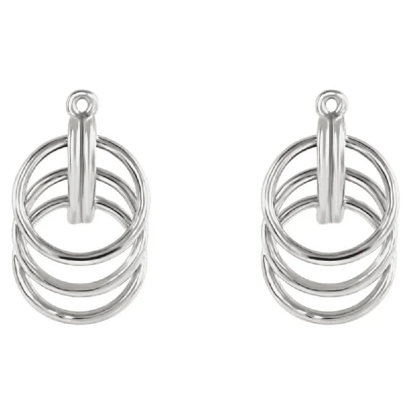 Pine wood earrings-14KT White Gold Triple Circle Earring Jackets