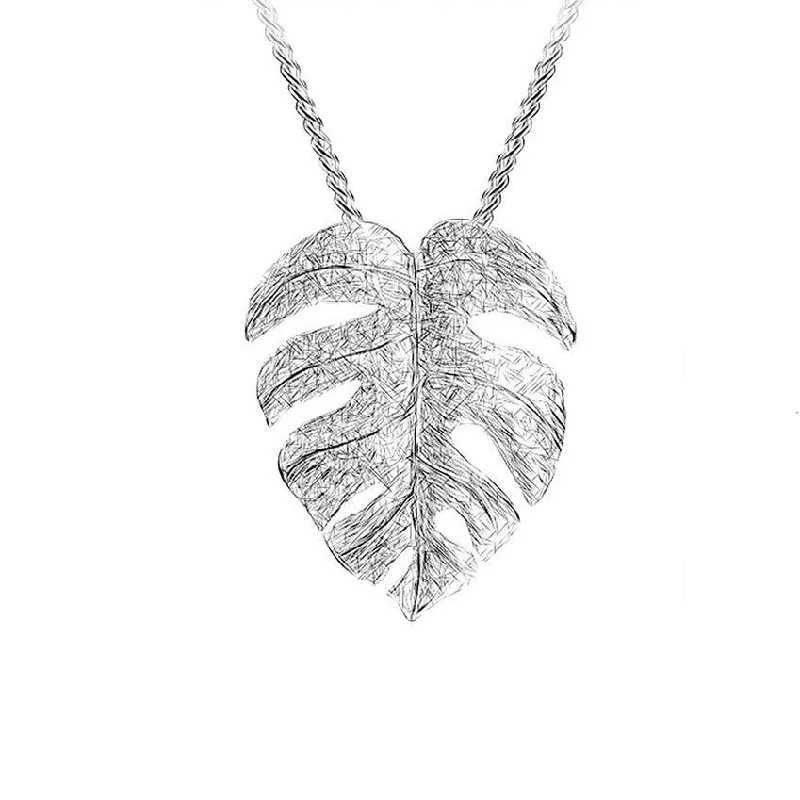 Glossy name necklaces-Monstera Leaf Design Necklace