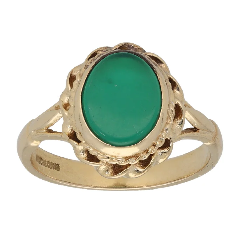 Shadow gothic rings-9ct Gold Agate Single Stone Ring Size N