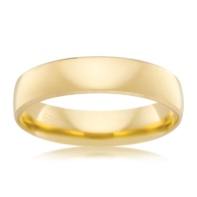 Stacked design rings-9ct Yellow 5mm Half Round Bevelled Ring. Size U