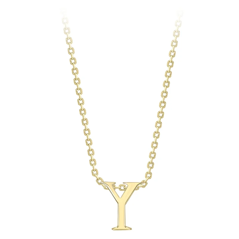 Oval shape necklaces-9K Yellow Gold Plain 'Y' Initial Pendant