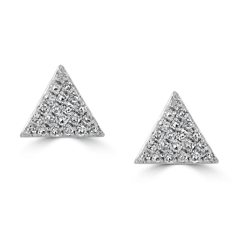 Fine drop earrings-14KT GOLD .14 CTW DIAMOND TRIANGLE STUD EARRINGS