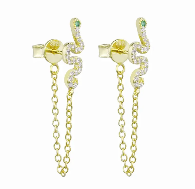 Solid statement earrings-Snake Chain Studs