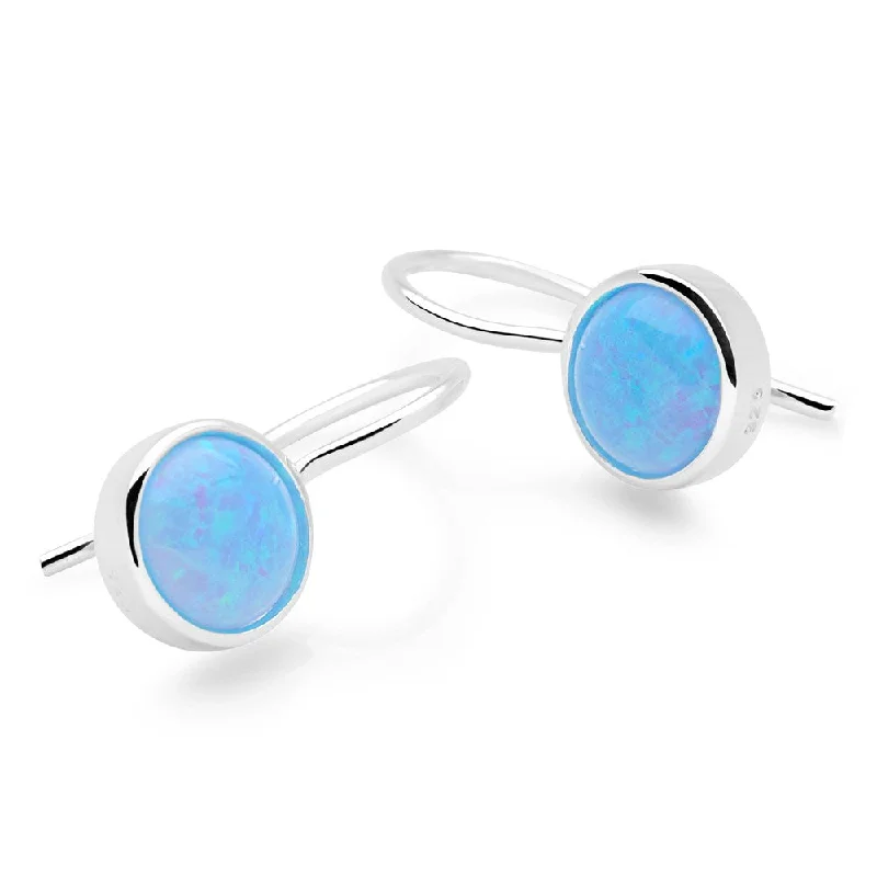 Lapis slice earrings-Opal Mirror Earrings