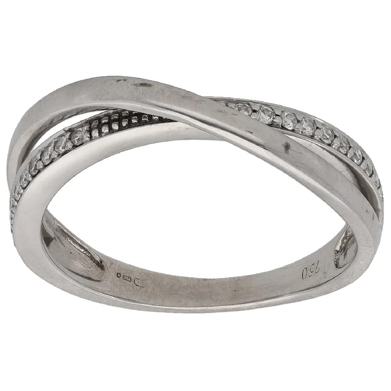 Bright diamond rings-18ct White Gold 0.20ct Diamond Half Eternity Ring Size N