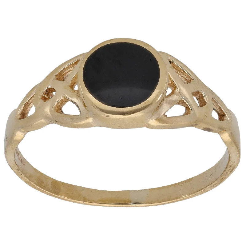 Fine star rings-9ct Gold Onyx Single Stone Ring Size S