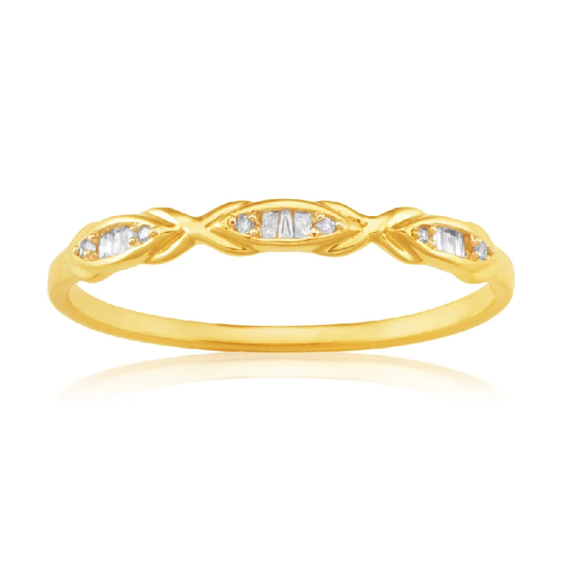 Solid stone rings-9ct Yellow Gold Eternity Ring with 15 Diamonds