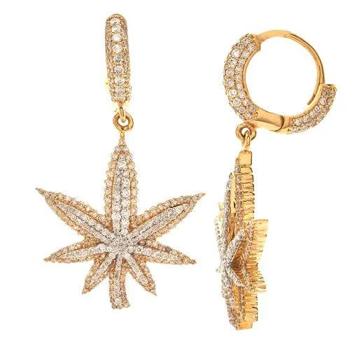 Fine wing earrings-10KY+W 1.50CTW DIAMOND HUGGIES WITH DANGLING