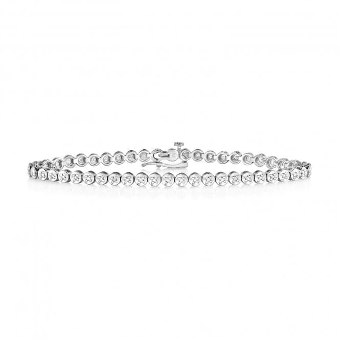 Curved art bracelets-Diamond Jewellery 9ct White Gold Diamond Tennis Bracelet BD014W