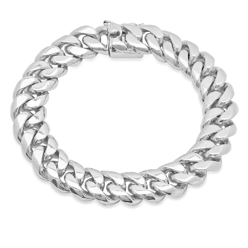 Shiny link bracelets-Sterling Silver 13mm Handmade Cuban Link Bracelet by Roberto Martinez