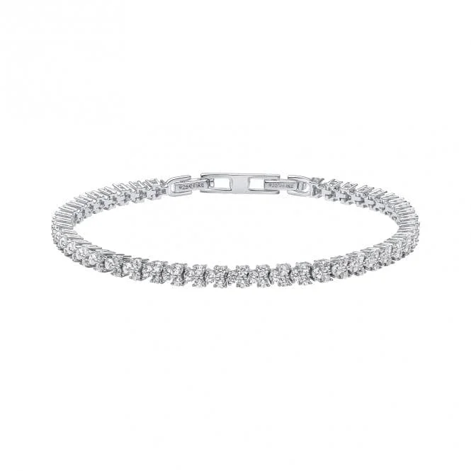 Shiny modern bracelets-Sterling Silver Clear Cubic Zirconia Bracelet B5475