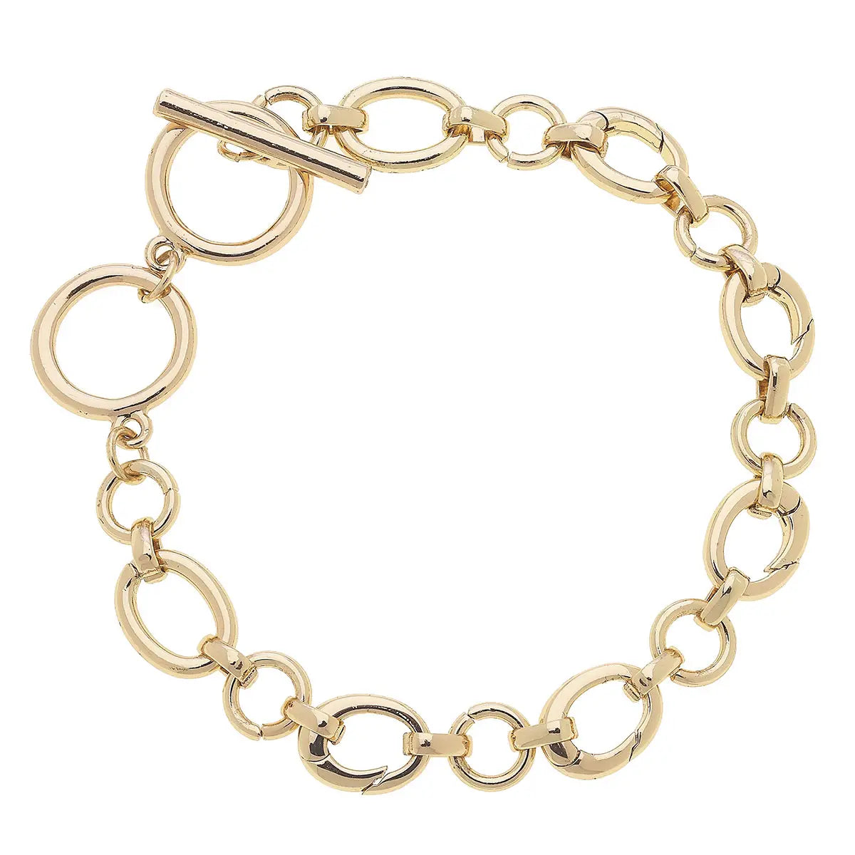 Curved art bracelets-Sasha Charm Collector Toggle Charm Bracelet Base in Shiny Gold (Ships Early March)