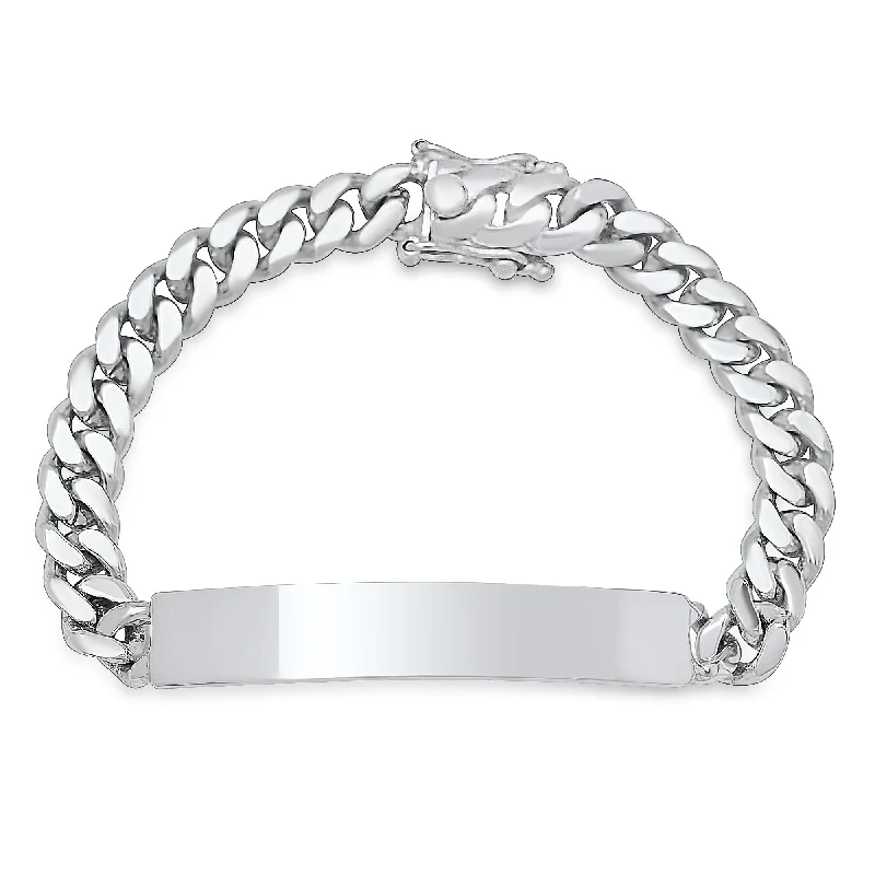 Flat metal bangles-Sterling Silver 7 mm Cuban Link ID Bracelet (7-9 Inch)