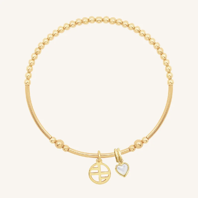 Sleek clasp bangles-Devote Heart Charm Bracelet