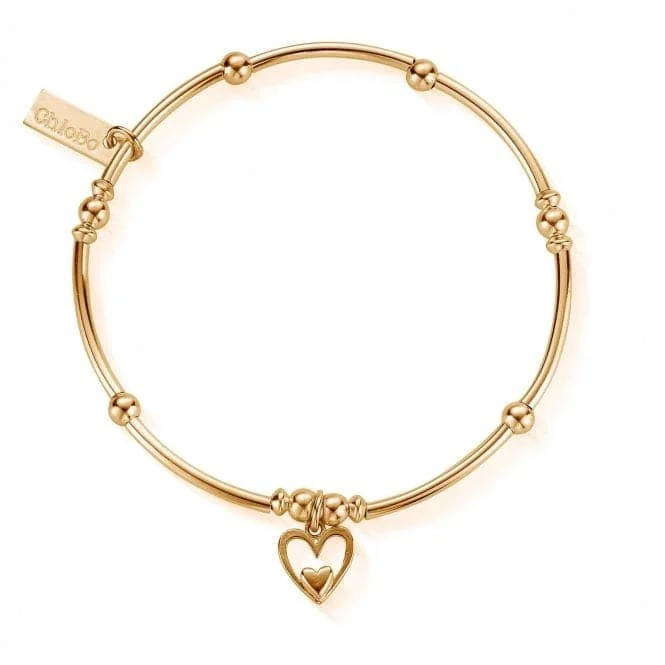 Open frame bracelets-ChloBo Mini Noodle Ball Heart In Heart Bracelet GBMNB1092