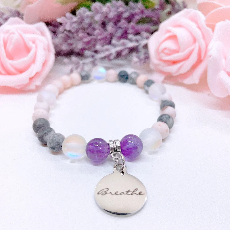 Beaded cluster bracelets-Breathe Companion Charm Bracelet Amethyst