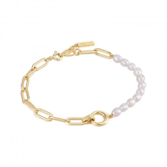 Fun bangles-Pearl Chunky Link Chain Bracelet B043-02G