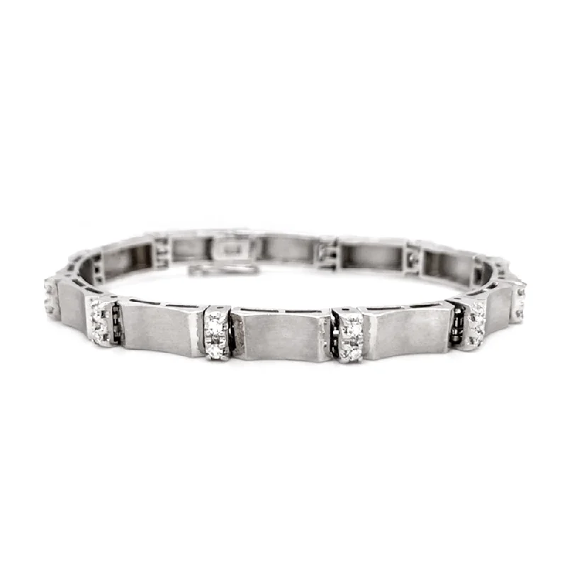 Solid cuff bangles-Diamond & 14K White Gold Tennis Bracelet- "Elizabeth"