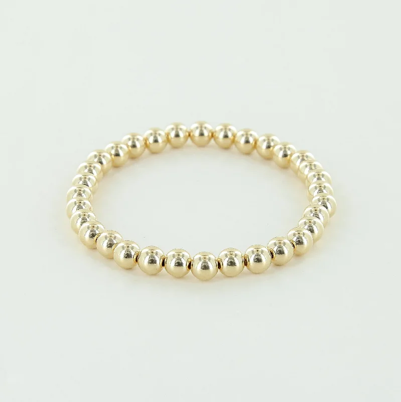 Square gem bracelets-6mm 14k Yellow Gold Fill Beaded Stacking Bracelet