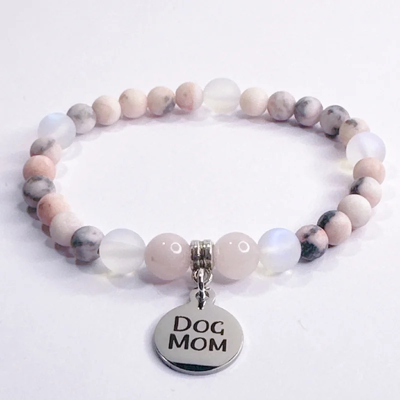 Akoya pearl bracelets-Dog Mom Companion Charm Bracelet Rose Quartz